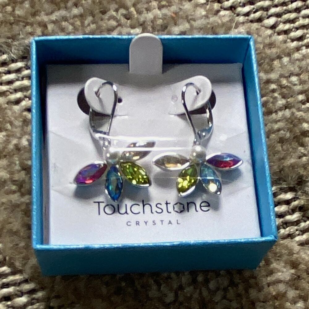 Touchstone Crystal Shimmering Garden Multicolor Leverback Earrings 2325E